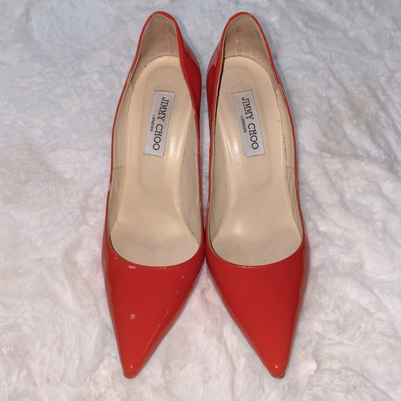 Jimmy Choo Shoes - Jimmy Choo Patent Leather Romy Pump - Orange 39